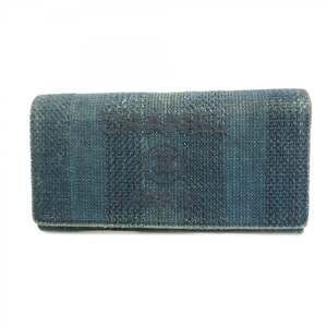 CHANEL Authentic Blue Canvas Deauville Wallet